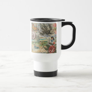 Mug De Voyage été plage vintage pieuvre antique voile