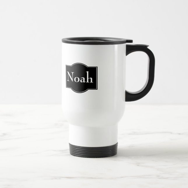 Mug De Voyage Étiquette noir personnalisé (Droite)