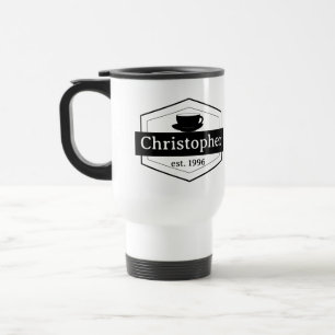 Mug De Voyage Étiquette noir personnalisé