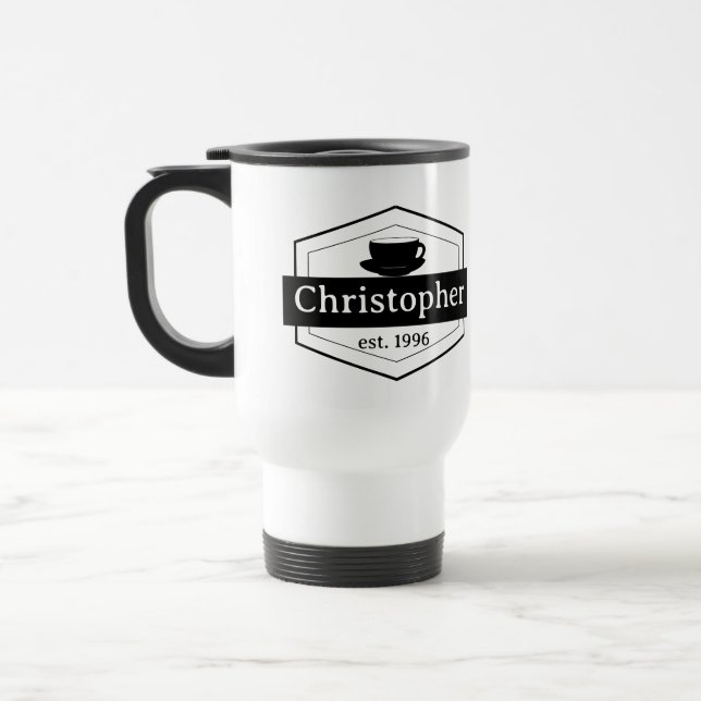 Mug De Voyage Étiquette noir personnalisé (Gauche)