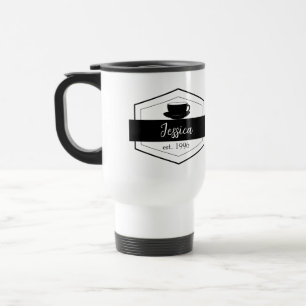 Mug De Voyage Étiquette noir simple