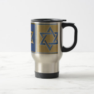 Mug De Voyage Étoile de David Judaica Métal Or Bleu