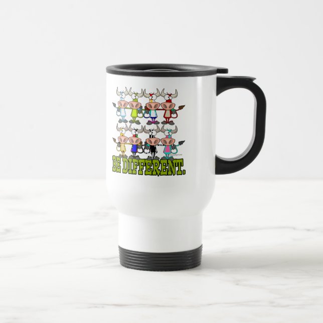 Mug De Voyage ÊTRE DIFFÉRENTES vaches funky amusantes (Droite)