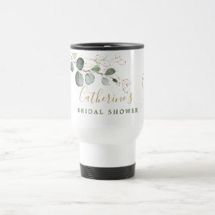 Mug De Voyage Eucalyptus Feuille Gold Floral, votre nom café C