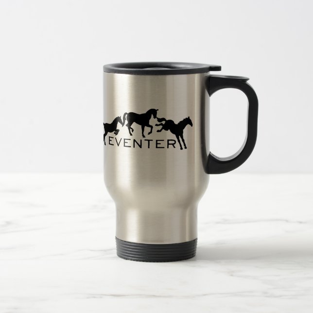 Mug De Voyage Eventer avec trois chevaux sautants (Droit)