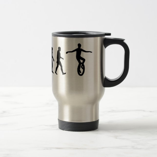 Mug De Voyage Évolution humaine : Montagne Unicycling (Droit)