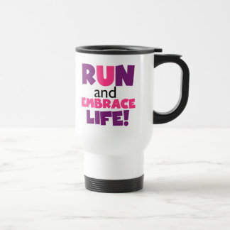 Mug De Voyage Exécuter Embrasser la vie rose pourpre