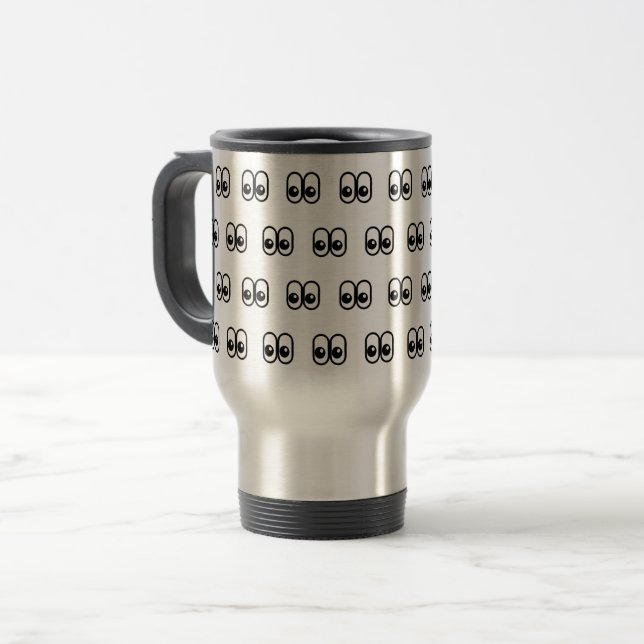 Mug De Voyage Eyes Looking Sideways Starring Eyes Emoji Pattern (Devant gauche)