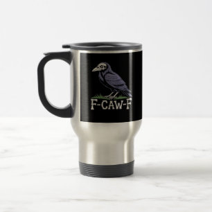 Mug De Voyage F-Caw-F Texte d'os Crâne Corbeau - Humour Gothique