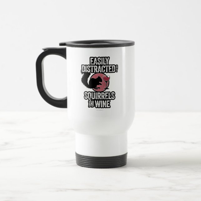 Mug De Voyage Facilement distrait par les écureuils et le vin (Gauche)