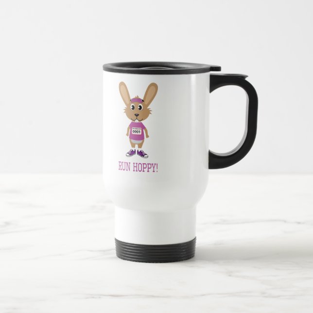Mug De Voyage Fais courir Hoppy ! Bunny Runner en rose (Droite)