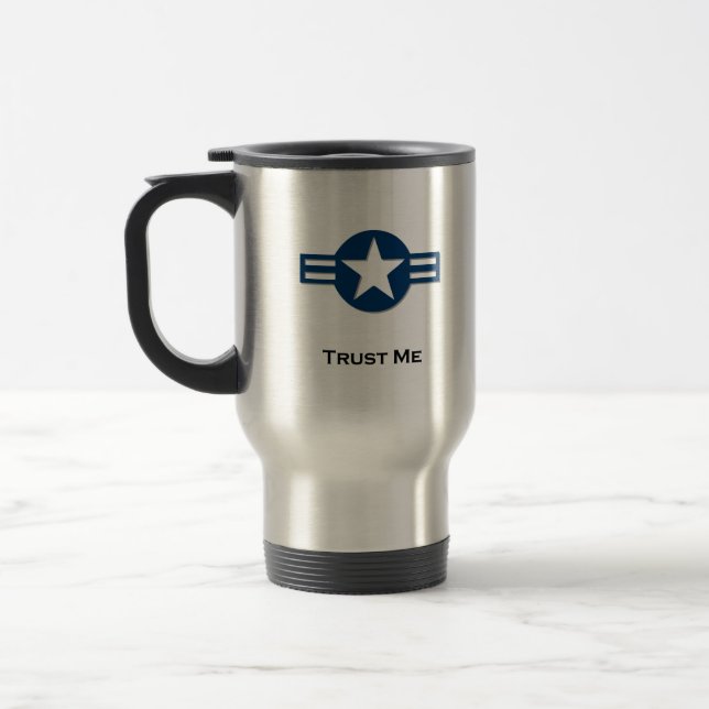 Mug De Voyage FAITES-MOI CONFIANCE bleu américain (Gauche)