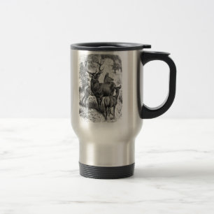 Mug De Voyage Faon vintage de daine de mâle d'illustration de
