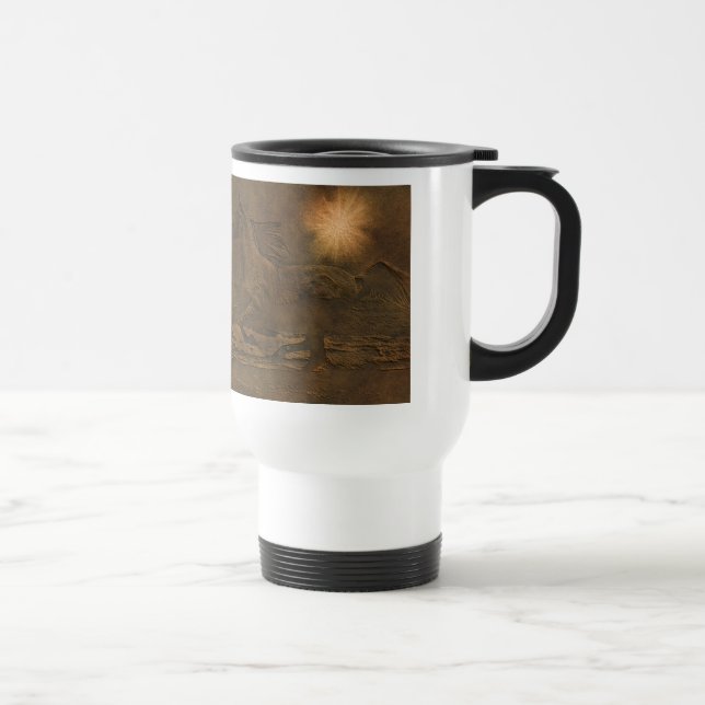 Mug De Voyage Faux Leather Runses Horses Ranch Cadeau (Droite)