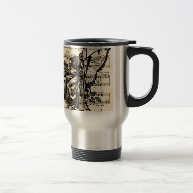 Mug De Voyage Fée vintage et musique (Droit)