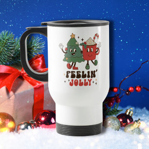 Mug De Voyage Feelin' Jolly Fêtes de Noël Funny Retro
