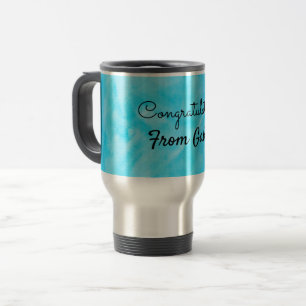 Mug De Voyage félicitations simple aquarelle bleue peinte à la m