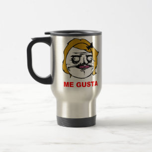 Mug De Voyage Femelle blonde je visage comique Meme de rage de
