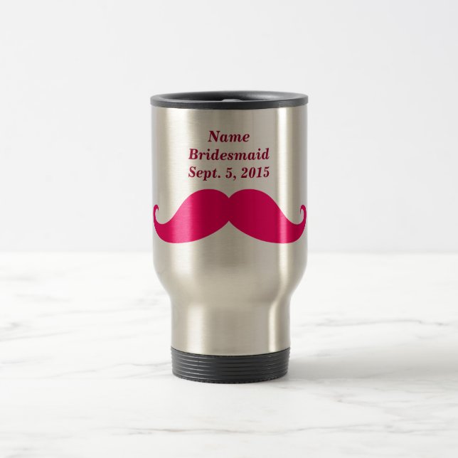 Mug De Voyage Femme d'honneur Moustache rose Voyage/Mug Commutat (Centre)