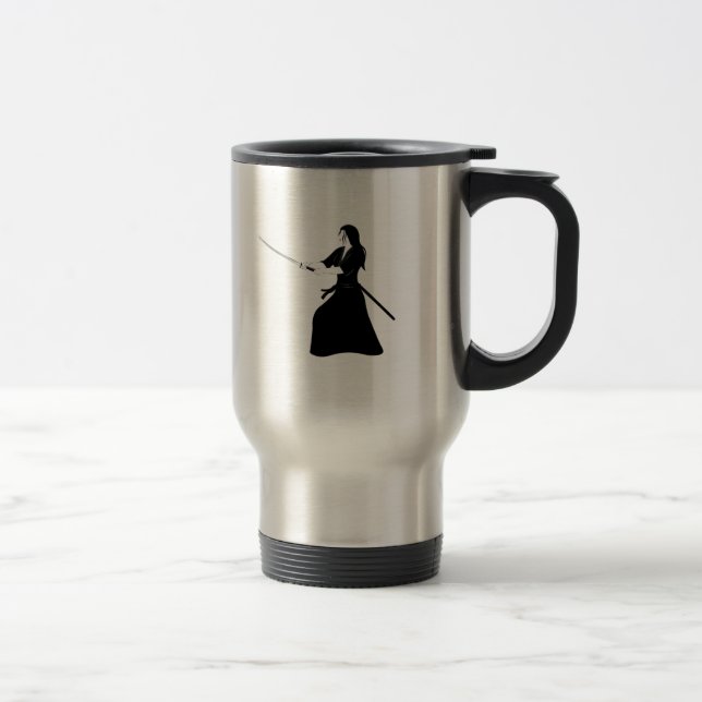 Mug De Voyage Femme Samurai guerrière avec épée (Droit)
