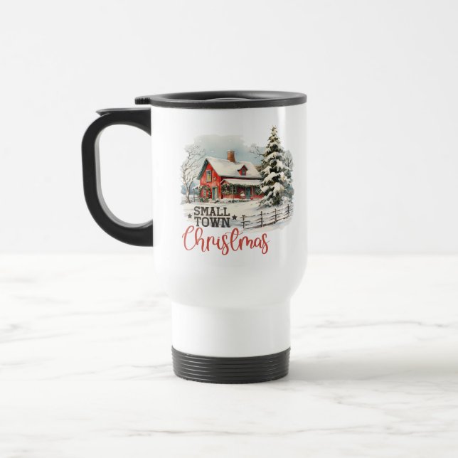 Mug De Voyage Ferme de Noël rustique de petite ville (Gauche)