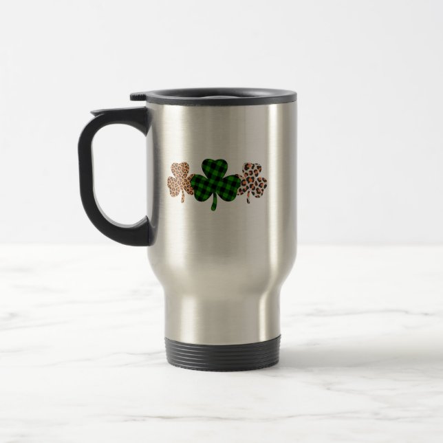 Mug De Voyage Fête de la Saint-Patrick Chanceux Irlandais Vert C (Gauche)