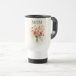 Mug De Voyage Fête des Mères Maman Bouquet de Fleurs Floral Colo