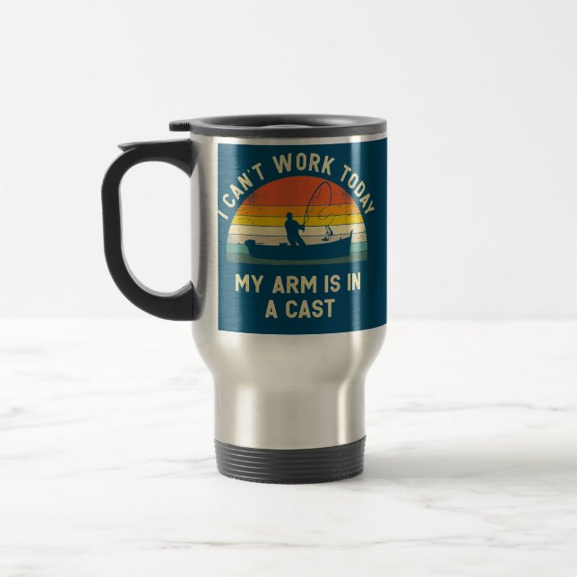 Mug De Voyage Fête des pères de pêche Je ne peux pas travailler  (Gauche)