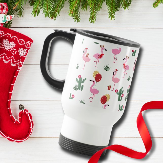 Mug De Voyage Fête du Flamant rose de Noël | Vacances (Créateur téléchargé)