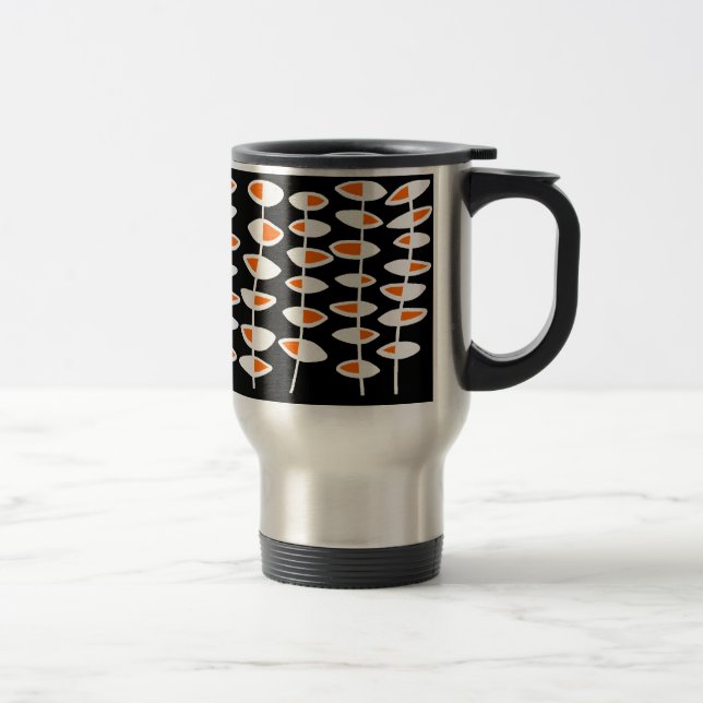 Mug De Voyage Feuille alternative - blanc et orange sur noir (Droit)