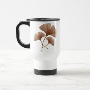 Mug De Voyage Feuille de Ginkgo Brun Rouge Personnalisée avec No