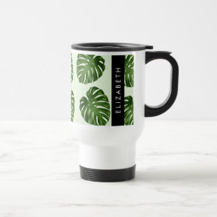 Mug De Voyage Feuilles de palme, Motif tropical, Votre nom