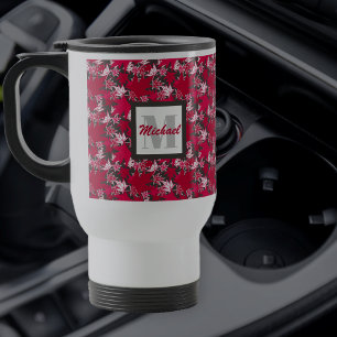 Mug De Voyage Feuilles d'érable sur un Arrière - plan de charbon
