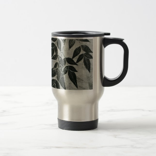 Mug De Voyage Feuilles en noir et blanc (Droit)