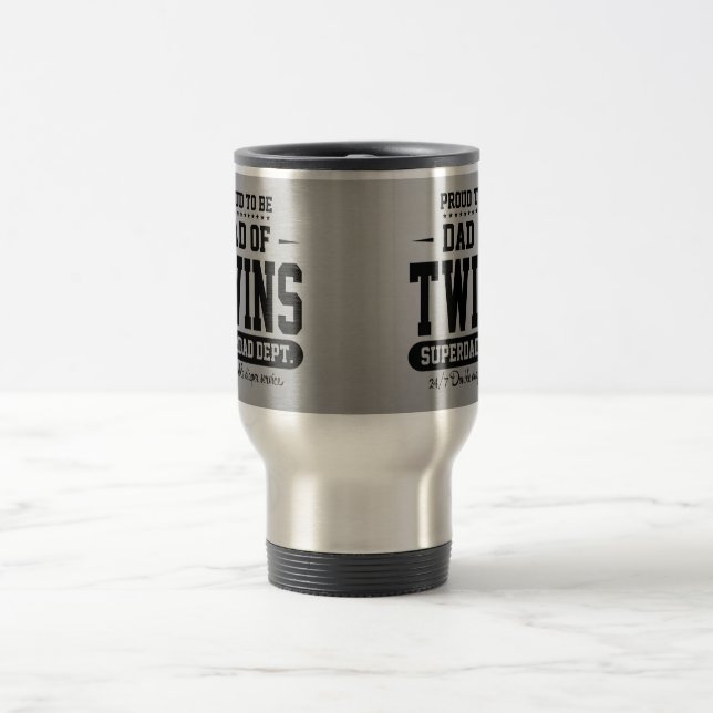 Mug De Voyage Fier d'être papa de service de Superdad de jumeaux (Centre)