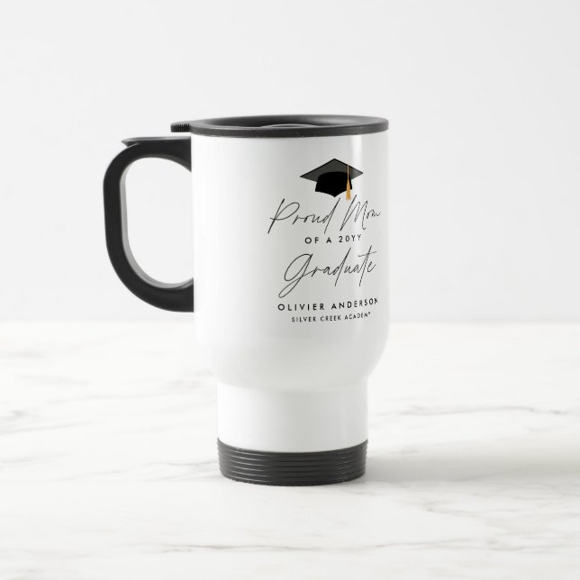 Mug De Voyage Fier maman d'une classe de 20YY script de diplôme (Gauche)