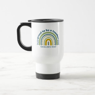 Mug De Voyage Fière d'être une enseignante rétro bleu vert