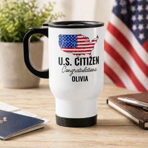 Mug De Voyage Fière nouvelle citoyenne américaine - Carte améric