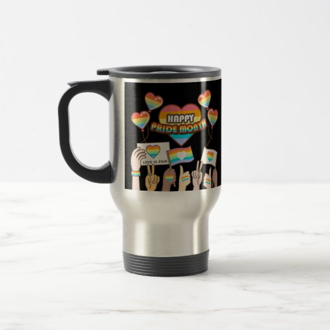 Mug De Voyage Fierté amour. L'amour est juste. Mois de fierté. (Gauche)