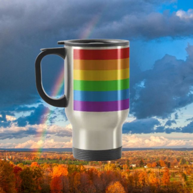 Mug De Voyage Fierté en voyage : Drapeau arc-en-ciel (Créateur téléchargé)
