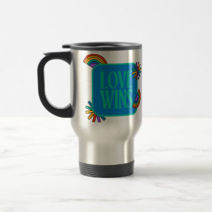 Mug De Voyage Fierté - l'amour gagne. Gay arc-en-ciel