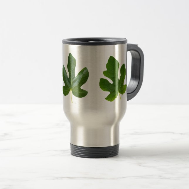 Mug De Voyage Fig tree feuilles verts closeuse isolé (Devant droit)
