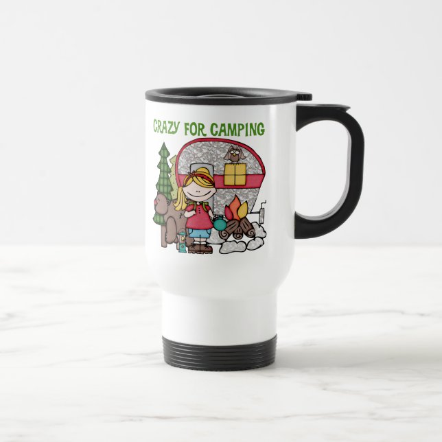 Mug De Voyage Fille blonde folle pour camper (Droite)