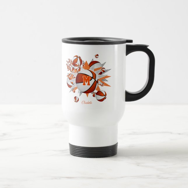 Mug De Voyage filles basketball étoiles orange blanc (Droite)