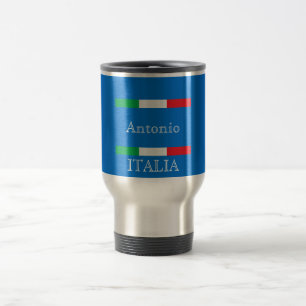 Mug De Voyage Flag of Italy azure blue ocean name