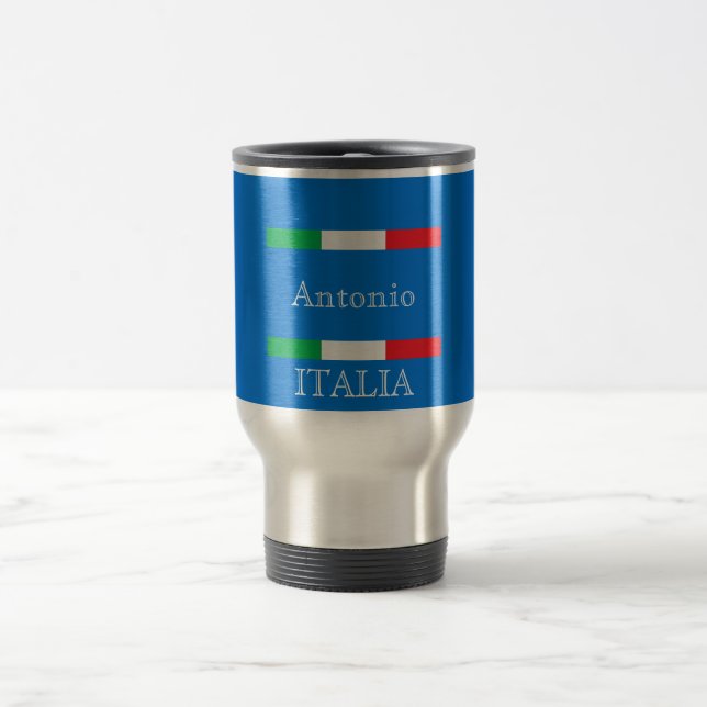 Mug De Voyage Flag of Italy azure blue ocean name (Centre)