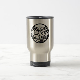 Mug De Voyage Flamant rose à l'écoute de la musique - Vibes trop