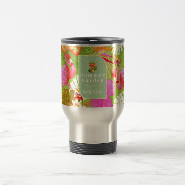 Mug De Voyage Flamant rose Jardin Vert clair (Centre)