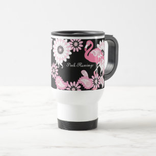 Mug De Voyage Flamant Rose Noir Moderne Fantaisiste
