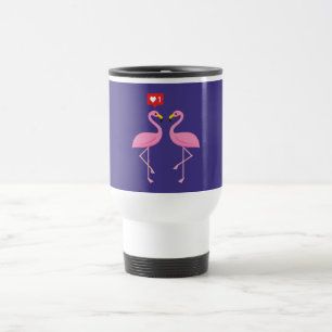 Mug De Voyage Flamant rose Rose Comme Heart Pastel